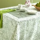 Toalha de Mesa de Linho Estampada com Delicada Fantasia Vegetal Fabricada na Itália - Veludo Viadurini
