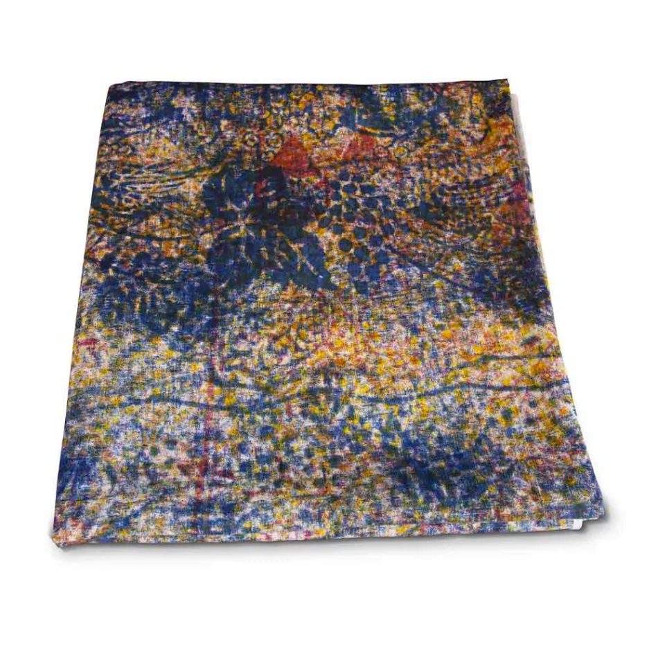 Toalha de mesa artesanal italiana de alta qualidade em algodão estampado à mão - marcas registradas Viadurini