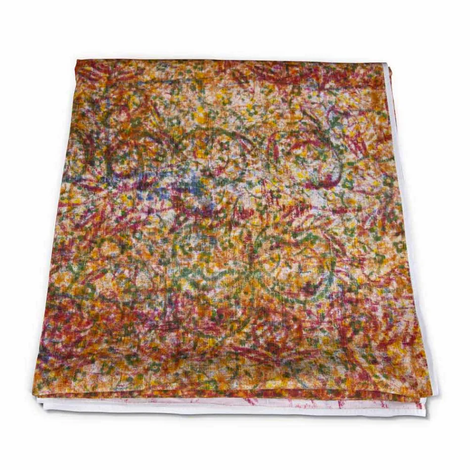 Toalha de mesa artesanal italiana de alta qualidade em algodão estampado à mão - marcas registradas Viadurini