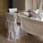 Toalha de mesa grande retangular de linho branco pesado com bordas emolduradas - Davinci Viadurini