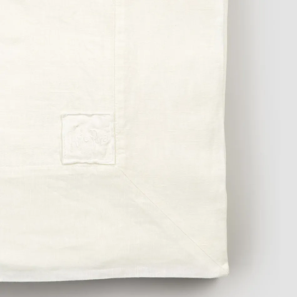 Toalha de mesa retangular grande de linho branco pesado com bordas emolduradas - Davinci Viadurini