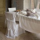 Toalha de mesa retangular grande de linho branco pesado com bordas emolduradas - Davinci Viadurini