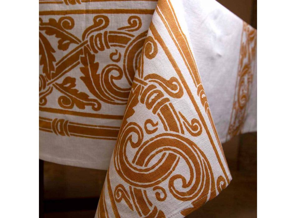 Toalha de mesa de linho e algodão estampada italiana altamente trabalhada - Marcas Viadurini