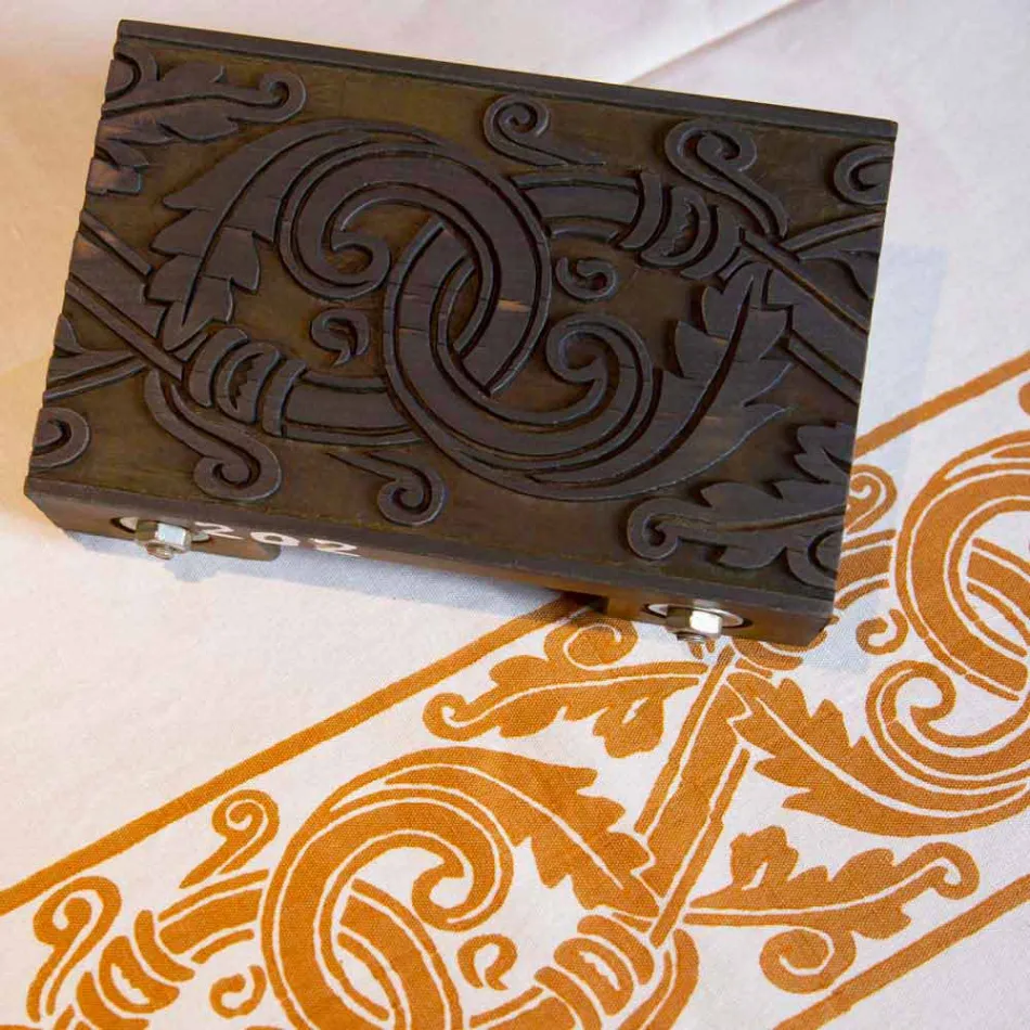 Toalha de mesa de linho e algodão estampada italiana altamente trabalhada - Marcas Viadurini