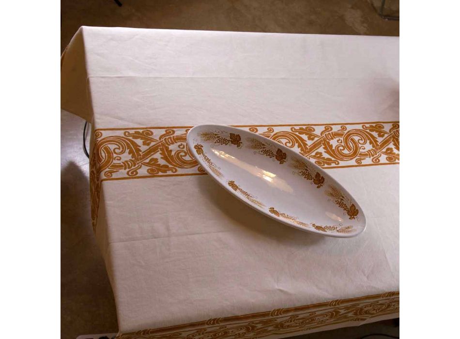 Toalha de mesa de linho e algodão estampada italiana altamente trabalhada - Marcas Viadurini
