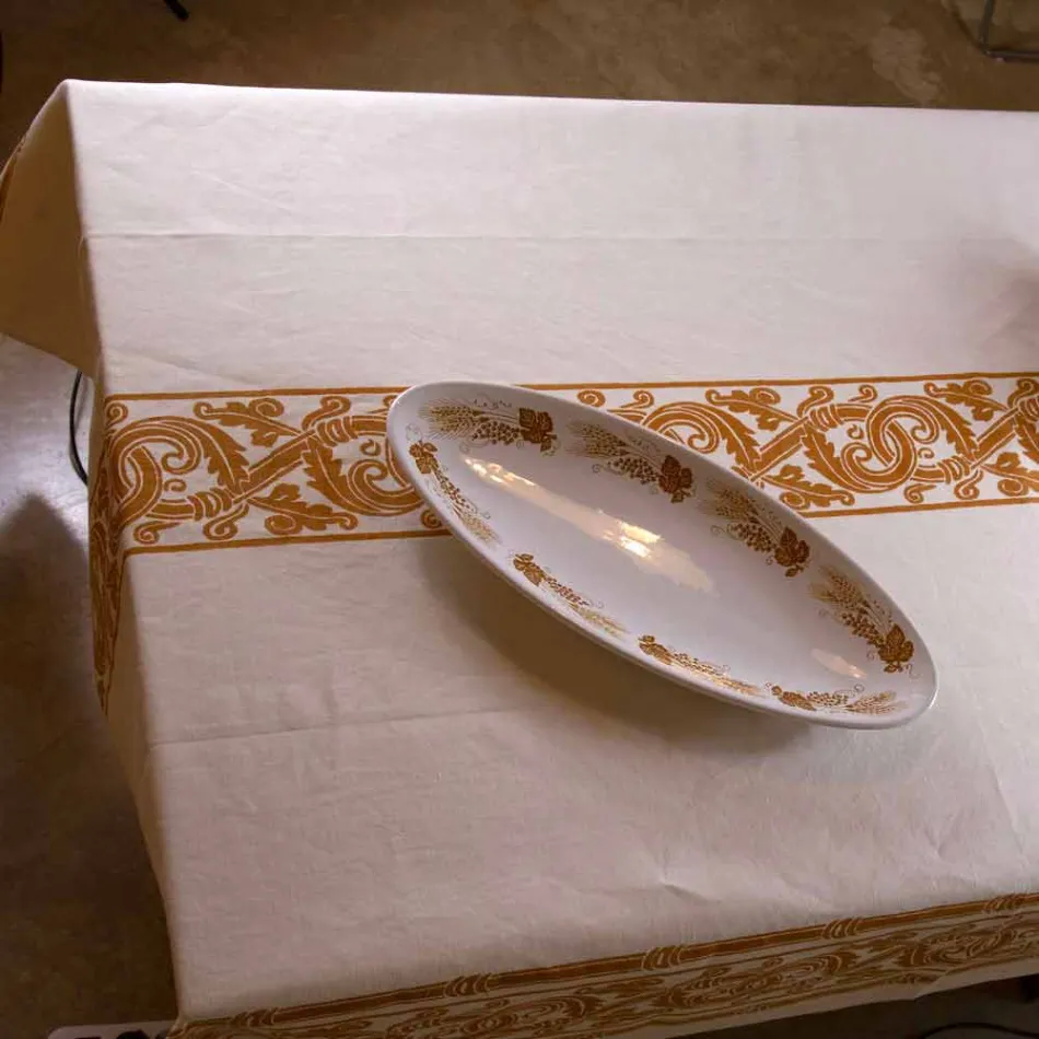 Toalha de mesa de linho e algodão estampada italiana altamente trabalhada - Marcas Viadurini