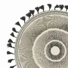 Mesa redonda para café da manhã em juta com franjas pretas 12 peças - Casside Viadurini