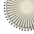 Mesa redonda para café da manhã em juta com 12 peças Black Pom Poms - Casside Viadurini