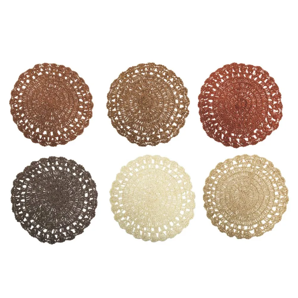 Placemat redondo de crochê placemat de várias cores 12 peças - Punzolo Viadurini