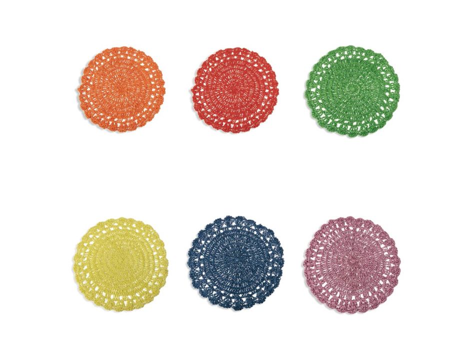 Placemat redondo de crochê placemat de várias cores 12 peças - Punzolo Viadurini