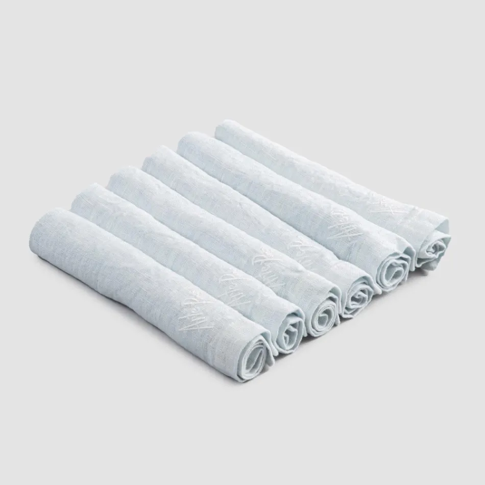 Guardanapos de Linho Pesado com Borda Dobrada, Várias Cores, 6 Peças - Onestini Viadurini