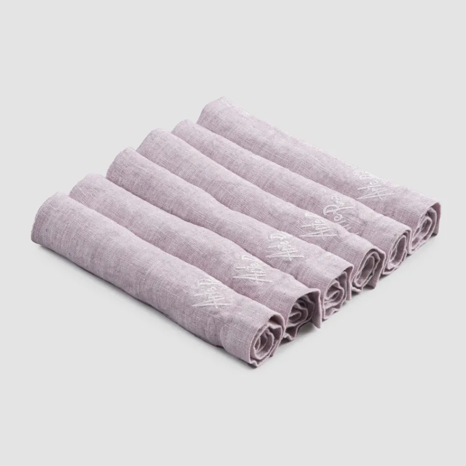 Guardanapos de Linho Pesado com Borda Dobrada, Várias Cores, 6 Peças - Onestini Viadurini