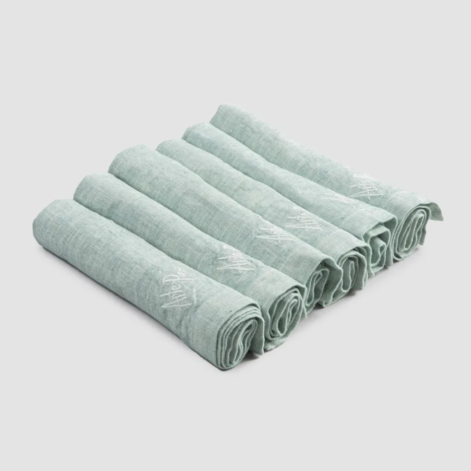 Guardanapos de Linho Pesado com Borda Dobrada, Várias Cores, 6 Peças - Onestini Viadurini