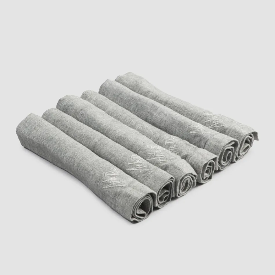 Guardanapos de Linho Pesado com Borda Dobrada, Várias Cores, 6 Peças - Onestini Viadurini