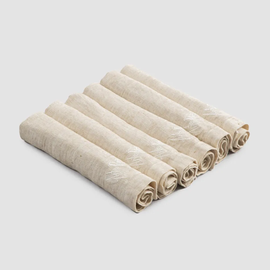 Guardanapos de Linho Pesado com Borda Dobrada, Várias Cores, 6 Peças - Onestini Viadurini