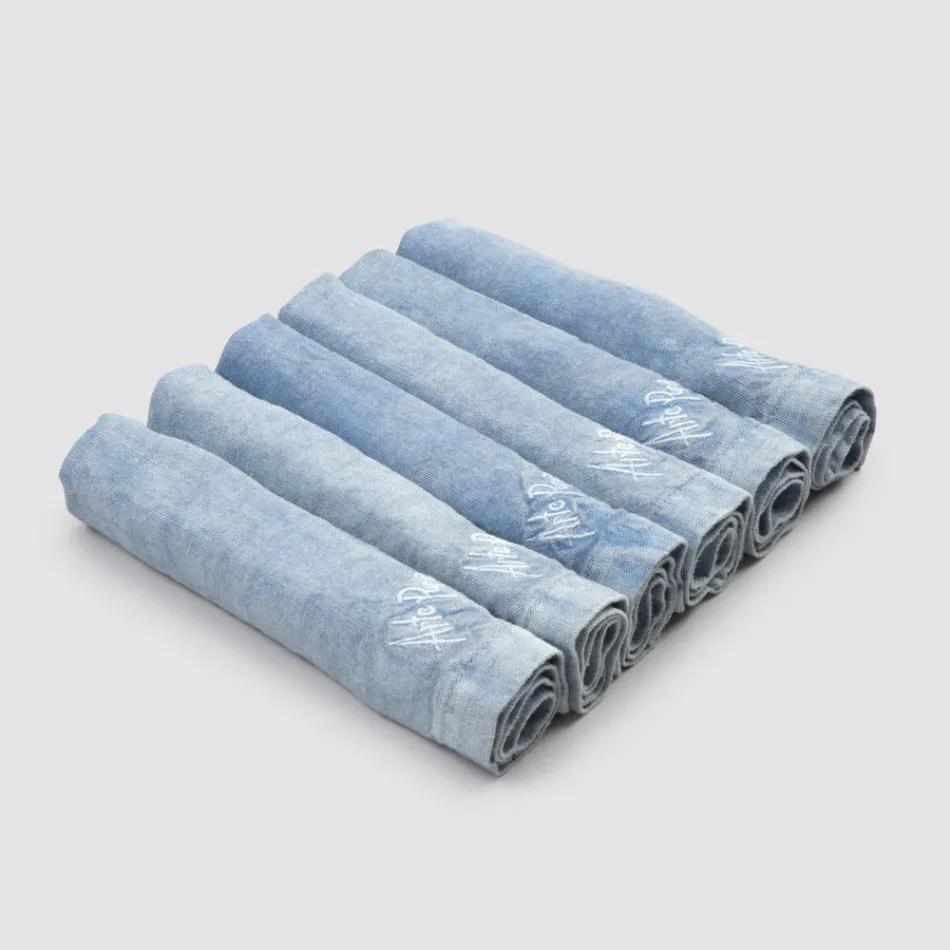 Guardanapos de Linho Pesado com Borda Dobrada, Várias Cores, 6 Peças - Onestini Viadurini