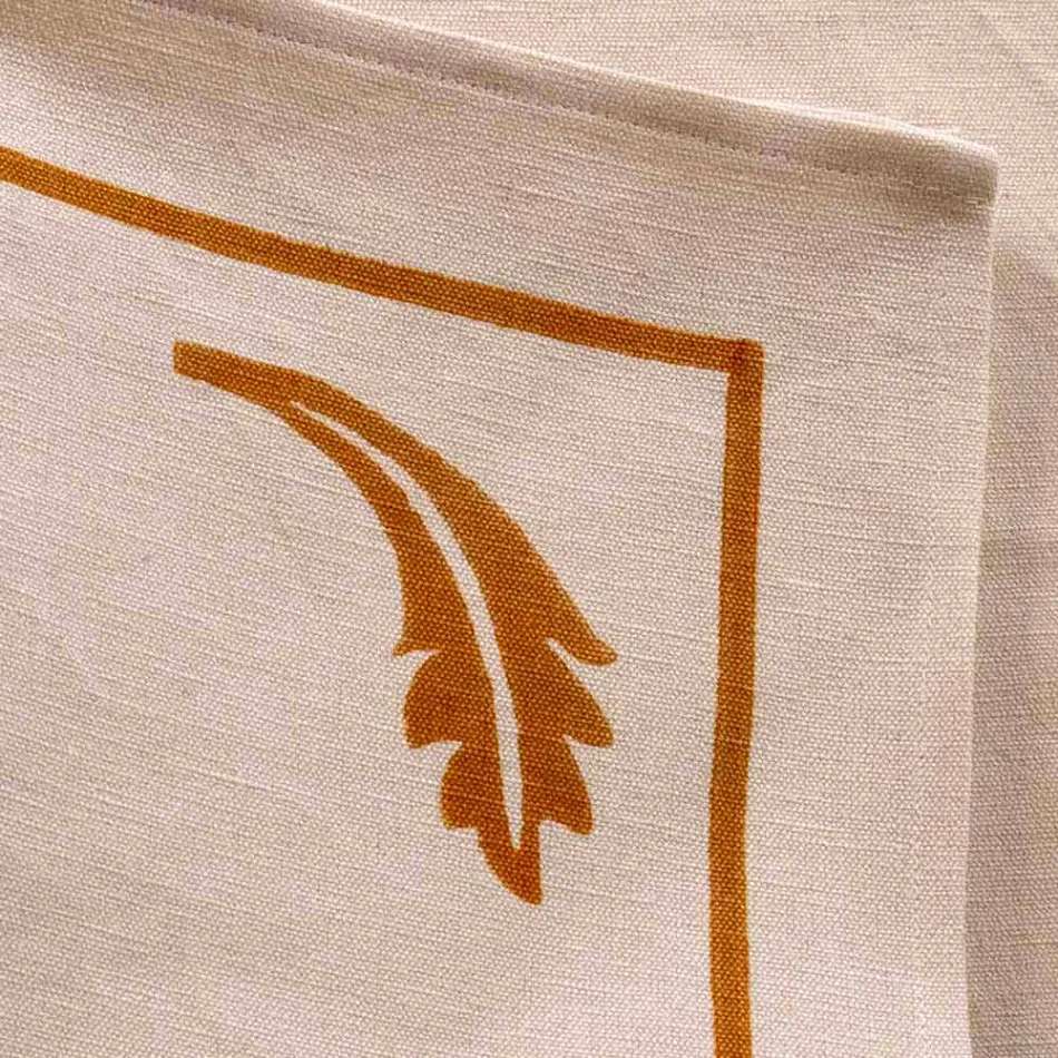 Guardanapo de linho misto com peça única de impressão manual fabricada na Itália - Marcas Viadurini