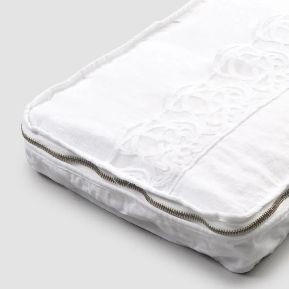 Mala de viagem grande em linho com renda sinergia de luxo italiana - Randall Viadurini