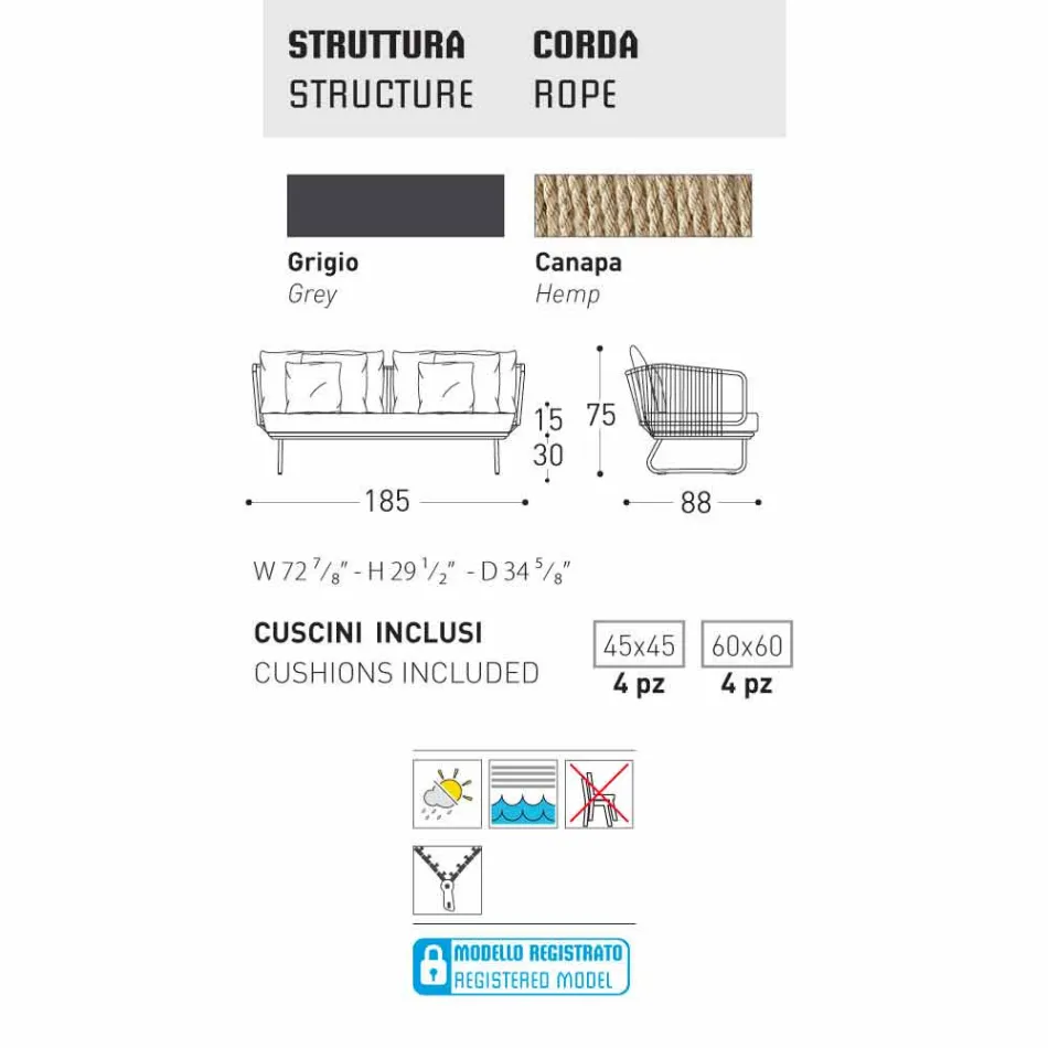 Varaschin Babylon 2 lugares sofá com um design moderno Viadurini