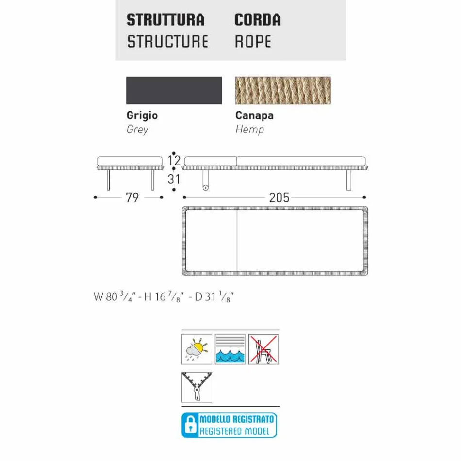 Varaschin Babylon jardim ou cama interior, design moderno Viadurini