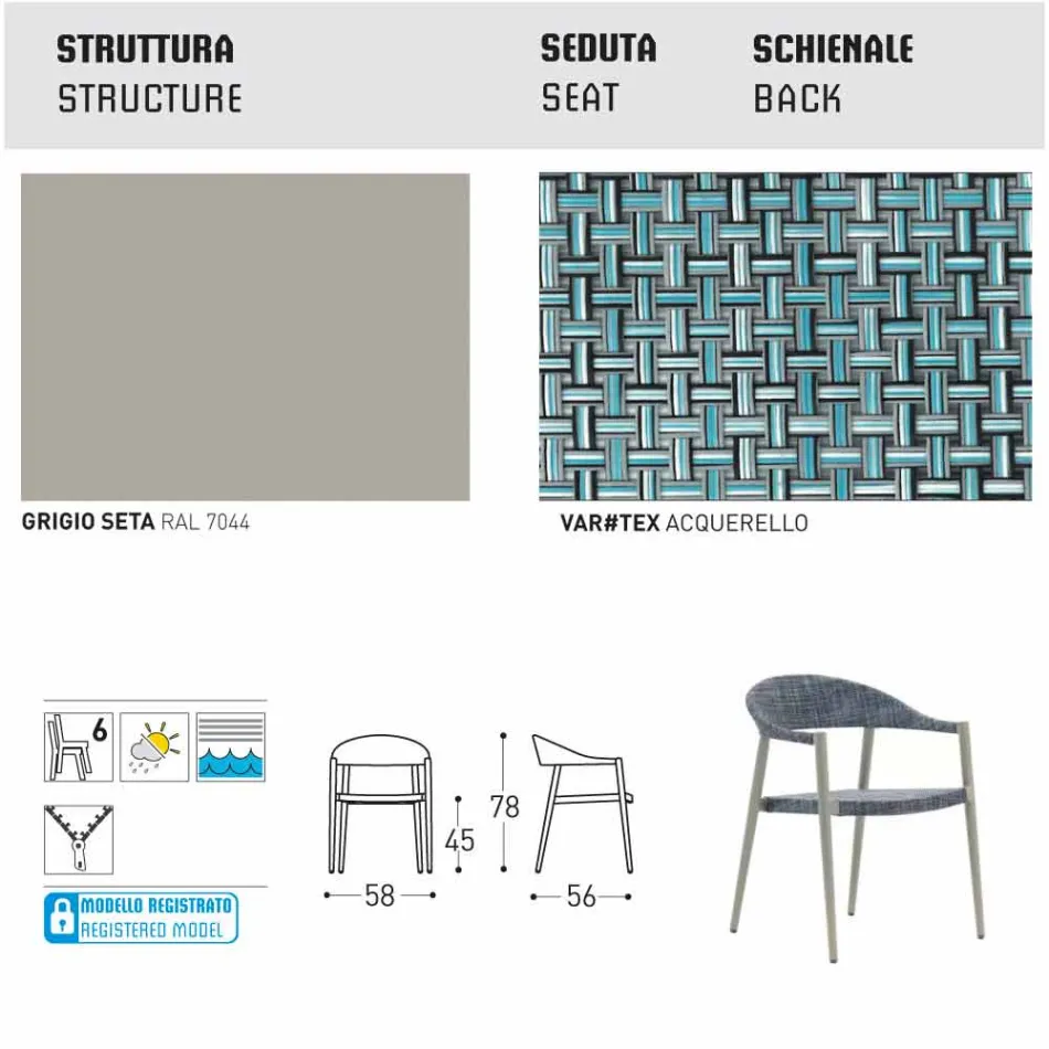 Varaschin Clever poltrona design contemporâneo jardim, 6 peças Viadurini