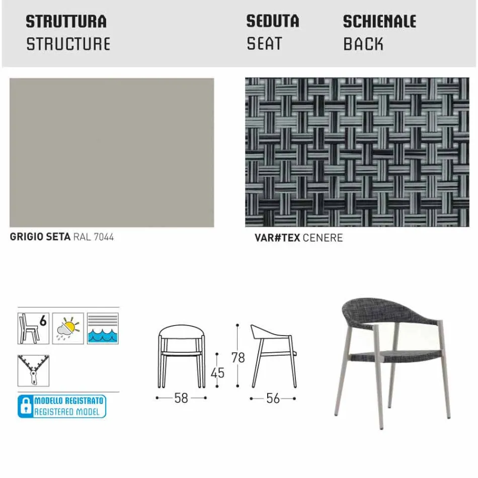 Varaschin Clever poltrona design contemporâneo jardim, 6 peças Viadurini