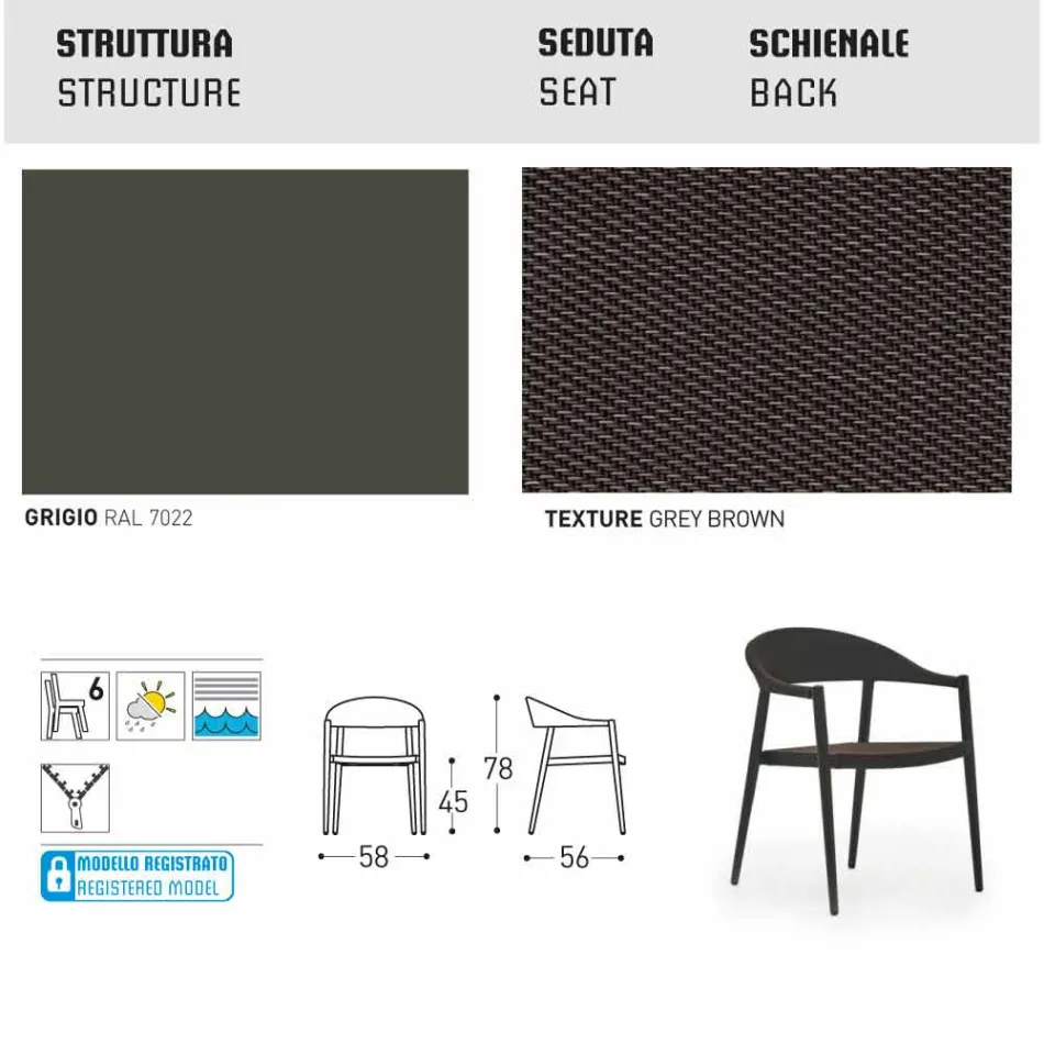 Varaschin Clever poltrona design contemporâneo jardim, 6 peças Viadurini