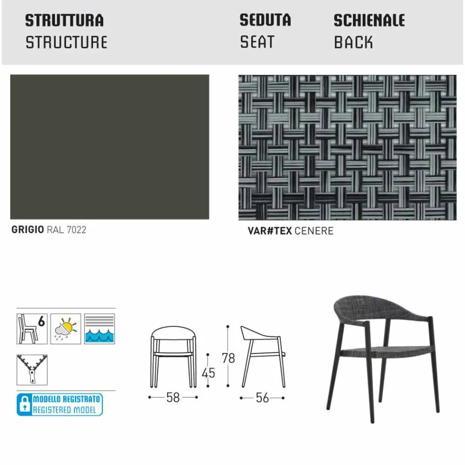 Varaschin Clever poltrona design contemporâneo jardim, 6 peças Viadurini