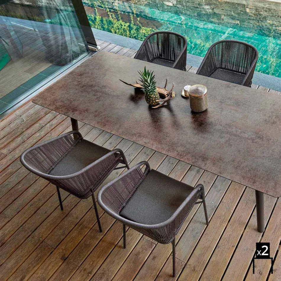 Varaschin Cricket mão-tecido poltrona externa, 2 pcs Viadurini