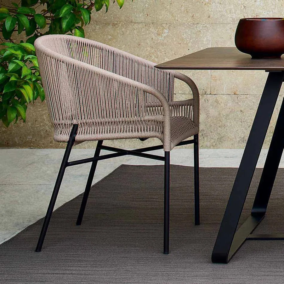 Varaschin Cricket mão trançada poltrona de jardim, conjunto de 2 Viadurini