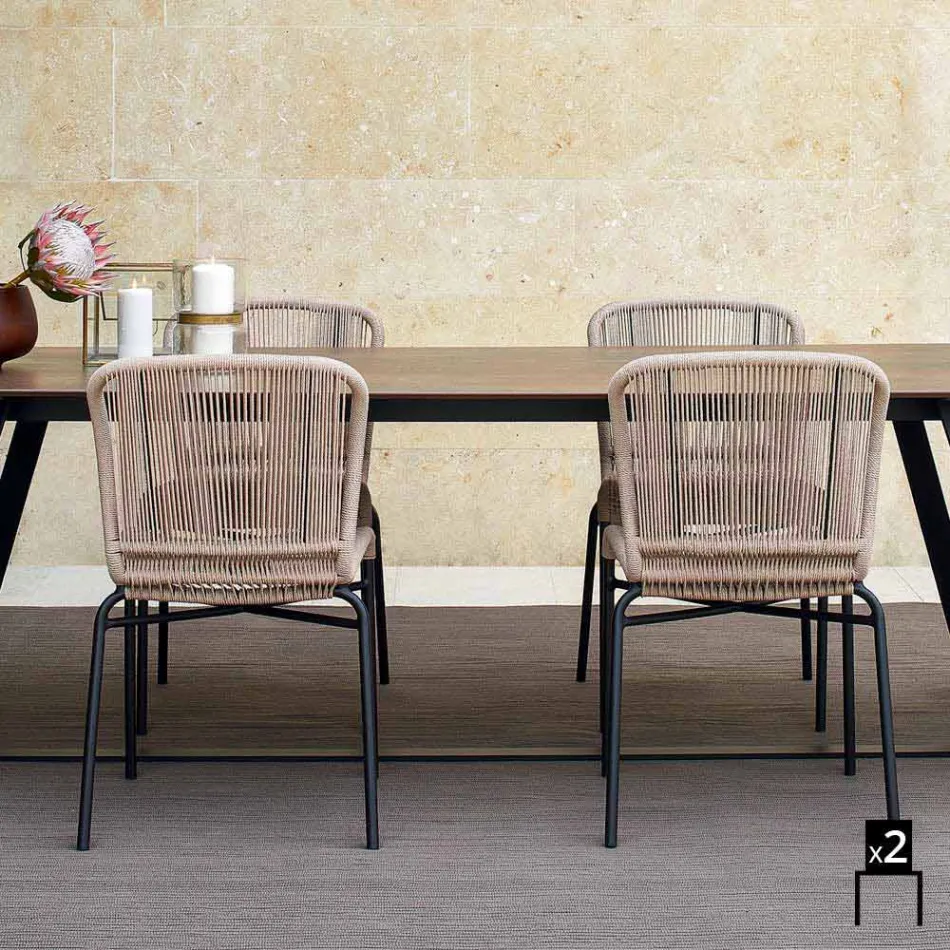 Varaschin Cricket cadeira ao ar livre contemporânea tecidos à mão, 2 pcs Viadurini