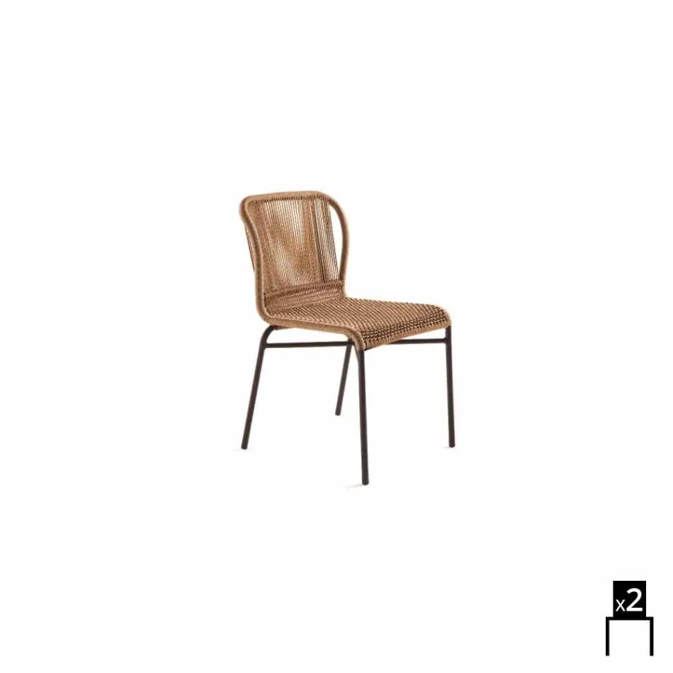 Varaschin Cricket cadeira ao ar livre contemporânea tecidos à mão, 2 pcs Viadurini