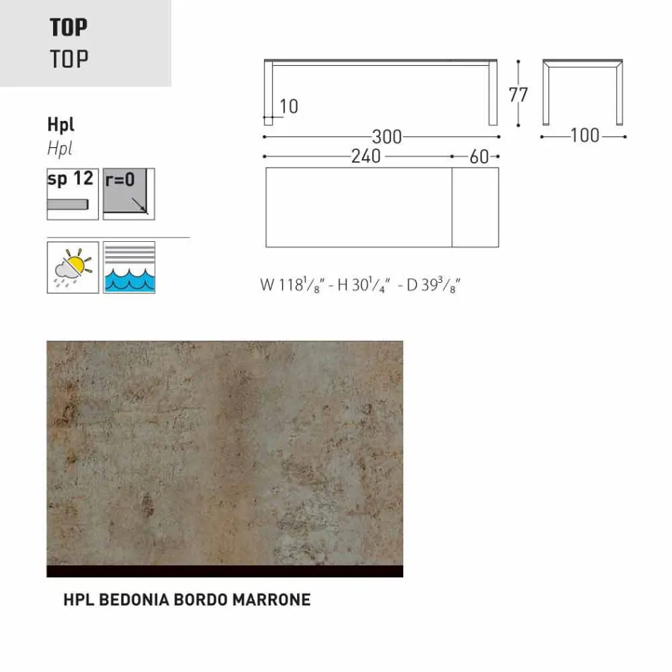 Varaschin Dolmen estendendo mesa de jardim, até 380 cm Viadurini