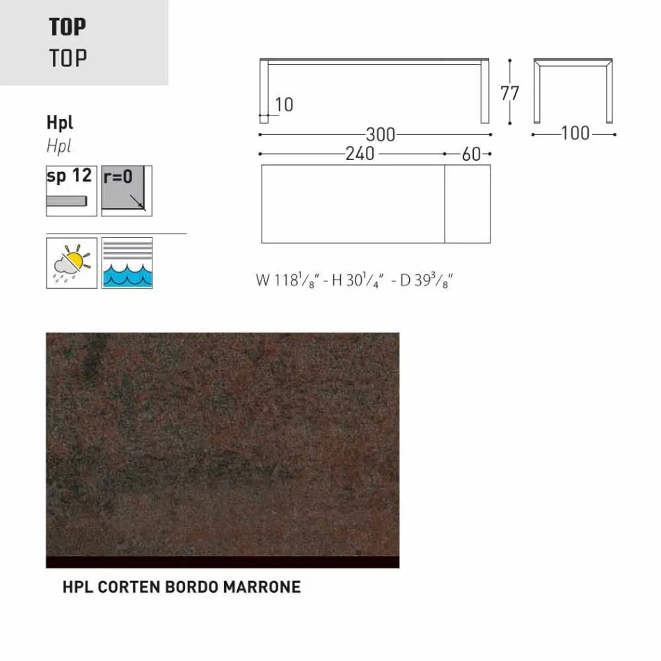Varaschin Dolmen estendendo mesa de jardim, até 380 cm Viadurini
