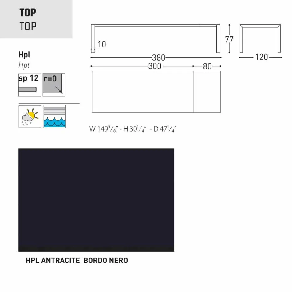 Varaschin Dolmen estendendo mesa de jardim, até 380 cm Viadurini
