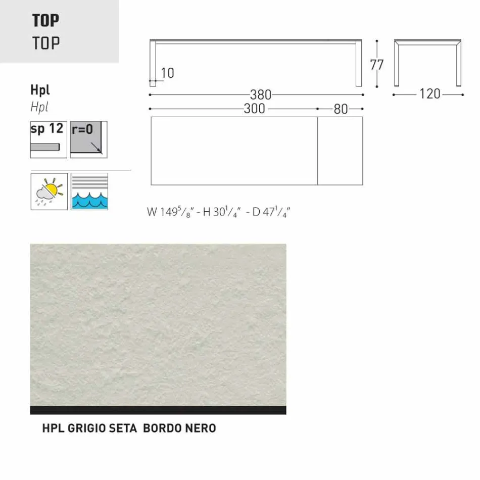 Varaschin Dolmen estendendo mesa de jardim, até 380 cm Viadurini
