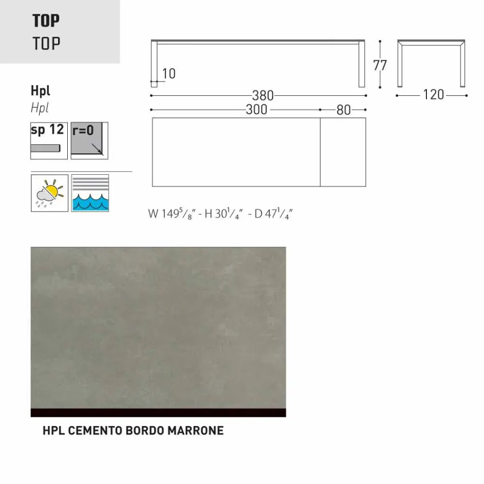 Varaschin Dolmen estendendo mesa de jardim, até 380 cm Viadurini