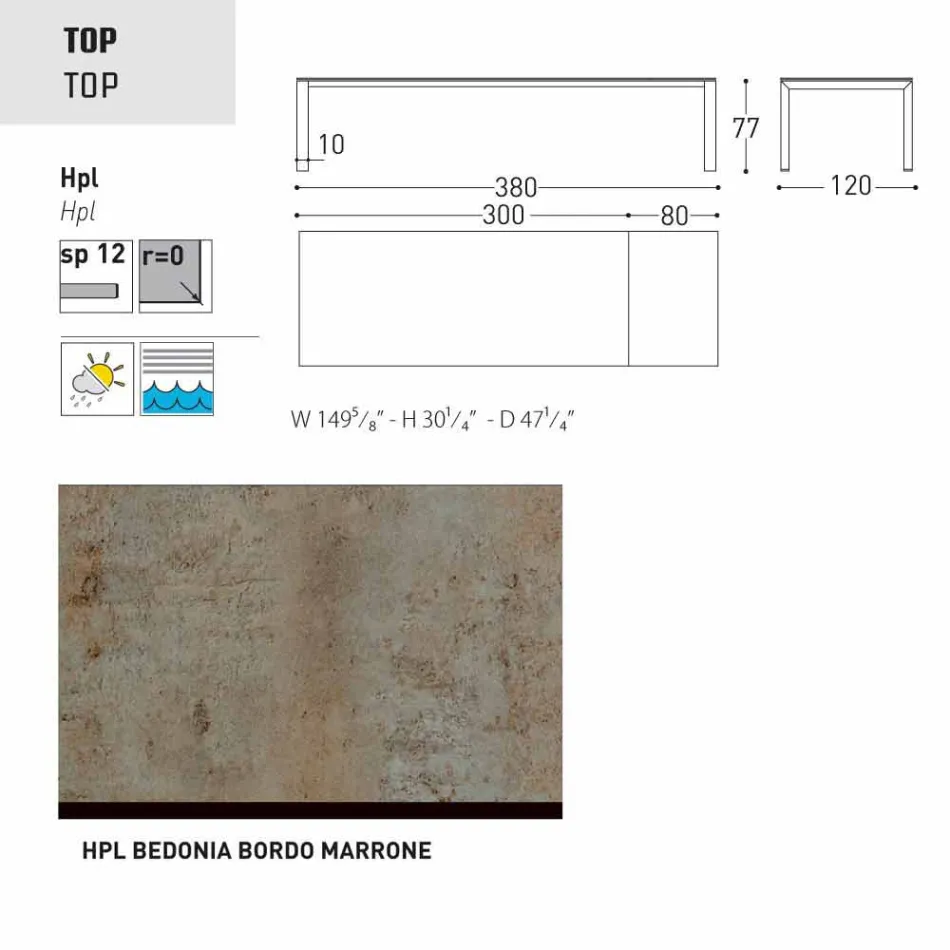 Varaschin Dolmen estendendo mesa de jardim, até 380 cm Viadurini