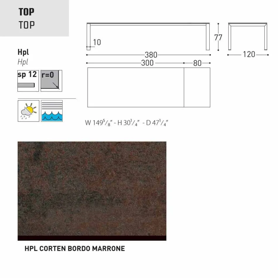 Varaschin Dolmen estendendo mesa de jardim, até 380 cm Viadurini