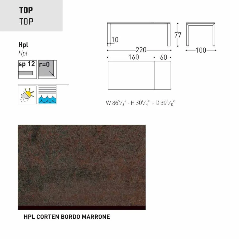 Varaschin Dolmen estendendo mesa de jardim, até 380 cm Viadurini
