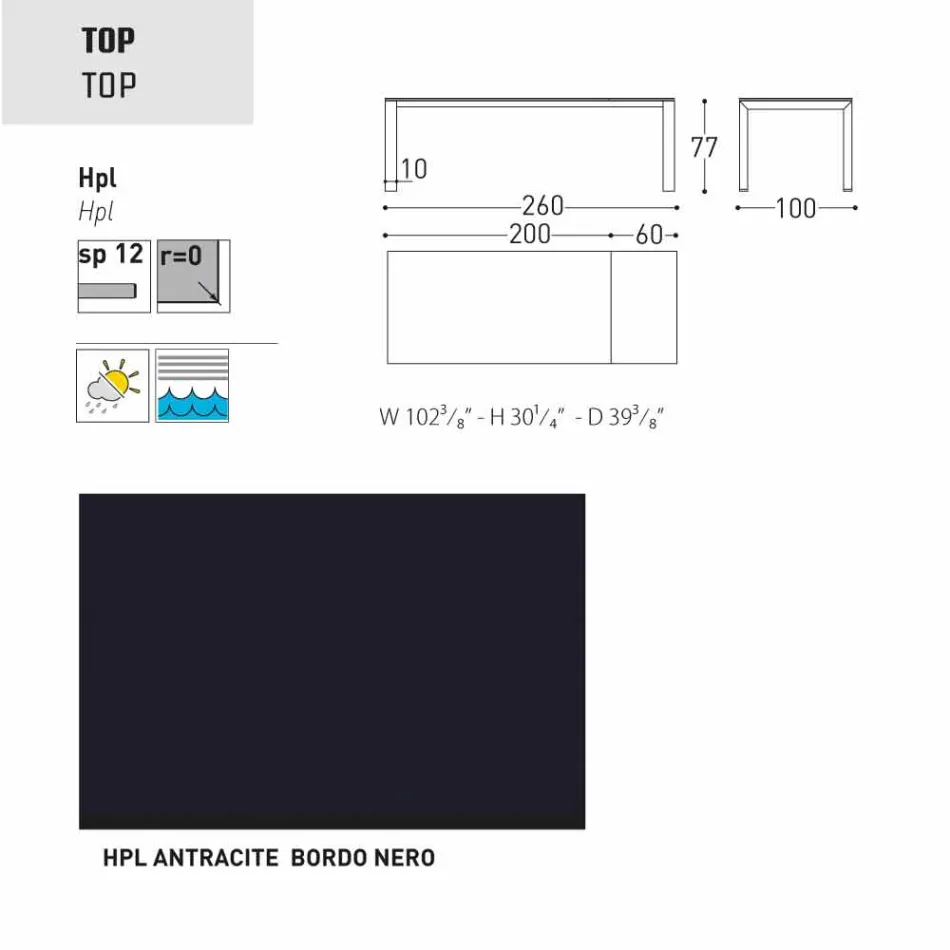 Varaschin Dolmen estendendo mesa de jardim, até 380 cm Viadurini