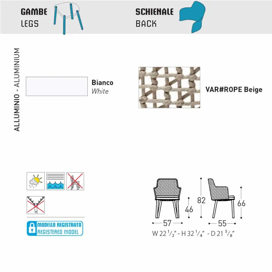 Varaschin Emma poltrona ao ar livre acolchoada de design moderno Viadurini