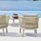 Poltrona de jardim Varaschin Emma estofada em tecido e metal Viadurini