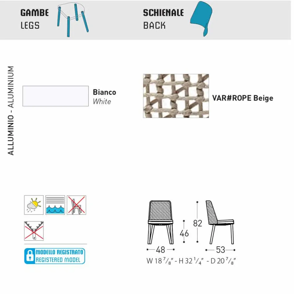 Varaschin Emma design cadeira ao ar livre em tecido e alumínio Viadurini