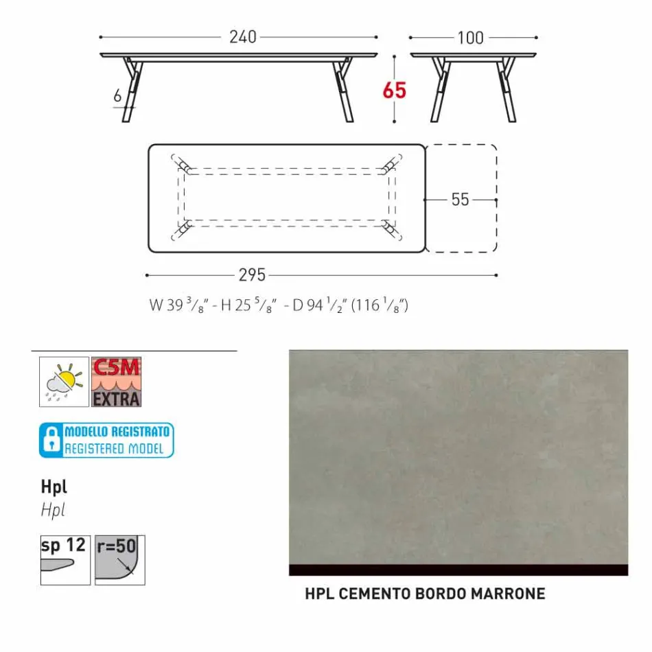 Varaschin Link estendendo mesa de jardim com pernas de teca, H65 cm Viadurini