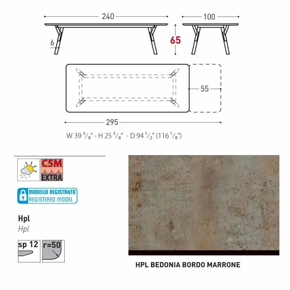 Varaschin Link estendendo mesa de jardim com pernas de teca, H65 cm Viadurini