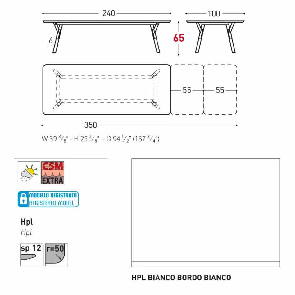 Varaschin Link estendendo mesa de jardim com pernas de teca, H65 cm Viadurini