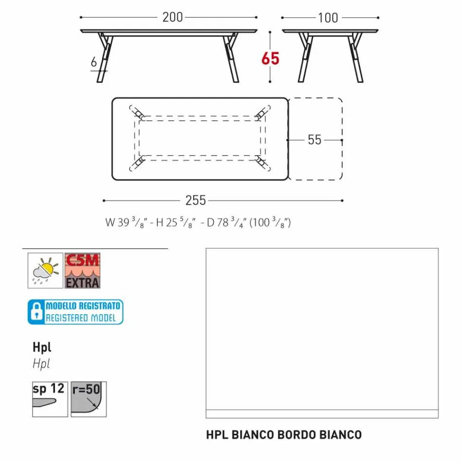 Varaschin Link estendendo mesa de jardim com pernas de teca, H65 cm Viadurini