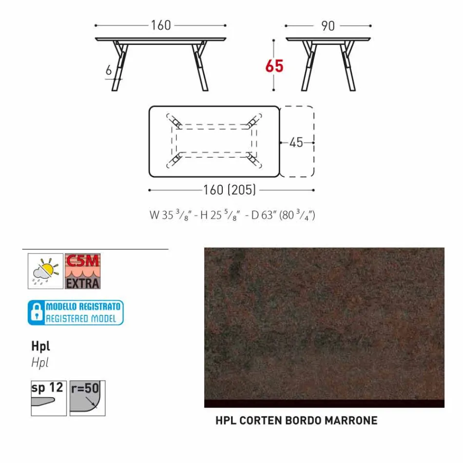 Varaschin Link estendendo mesa de jardim com pernas de teca, H65 cm Viadurini