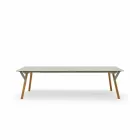 Varaschin Link estendendo mesa de jardim com pernas de teca, H65 cm Viadurini